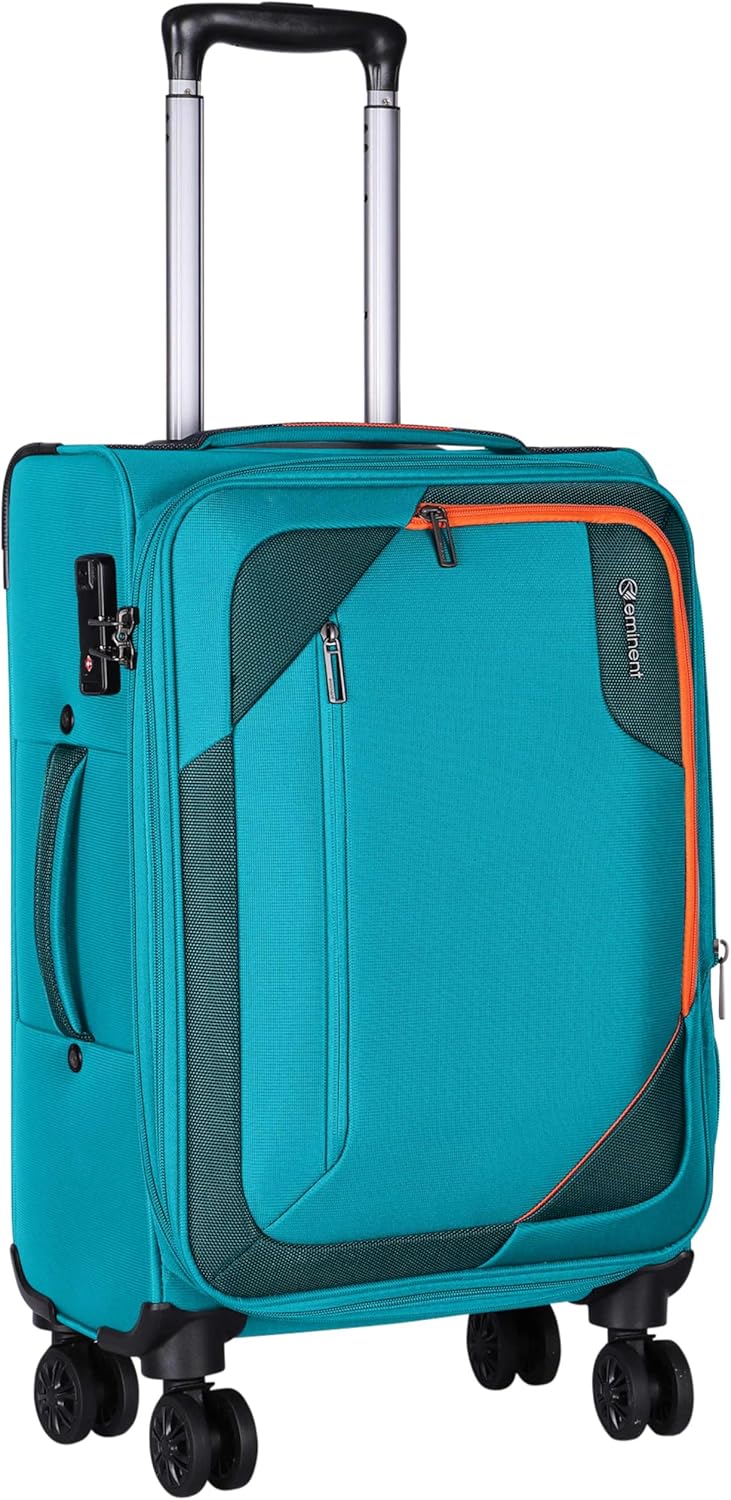 Eminent Expandable Polyester Unisex Soft Luggage Trolley 4 Double Spinner Wheeled